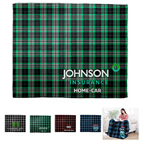 Plaid Silky Soft Faux Mink Blanket with Full-Color Imprint